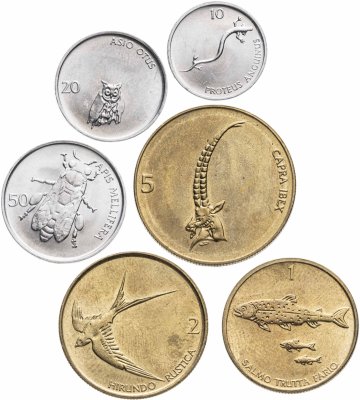 купить Словения, набор из 6 монет - 10, 20, 50 стотинов + 1, 2, 5 толаров 1992-1995