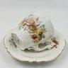 Купить Пара чайная, украшенная цветочным и рельефным декором, фарфор, деколь, золочение, Западная Европа, 1900-1920 гг.
