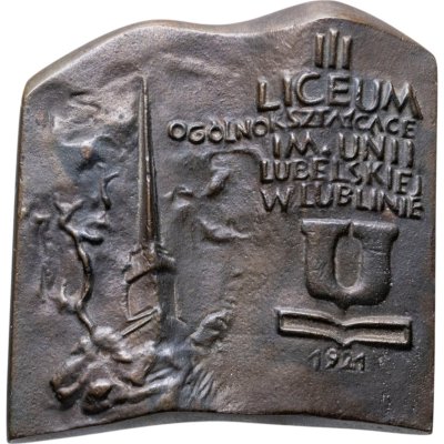 купить Польша бронзовая плакетка Третьего лицея в Любляне (III Liceum Ogólnokształcące im. Unii Lubelskiej)