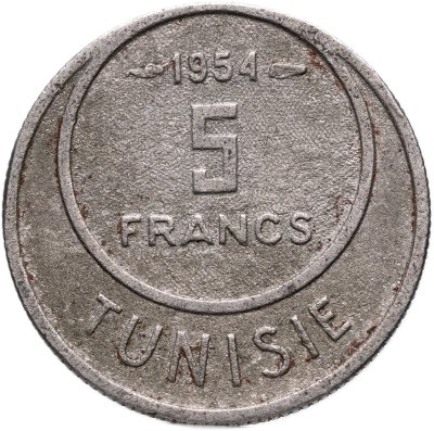 купить Тунис 5 франков (francs) 1954