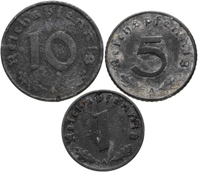 купить Германия набор 1,5,10 рейхспфеннигов 1943, двор "А"