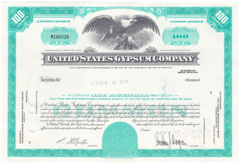 купить Акция США United States Gypsum Company 1968- 1969 гг.