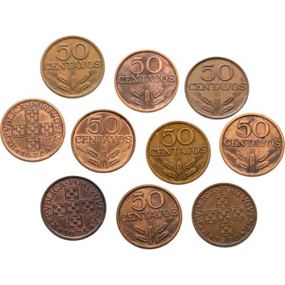 купить Португалия набор монет 50 сентаво 1970-1979 (10 штук)