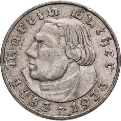 купить Германия (Третий рейх) 2 рейхсмарки (reichsmark) 1933 Е 450 лет со дня рождения Мартина Лютера