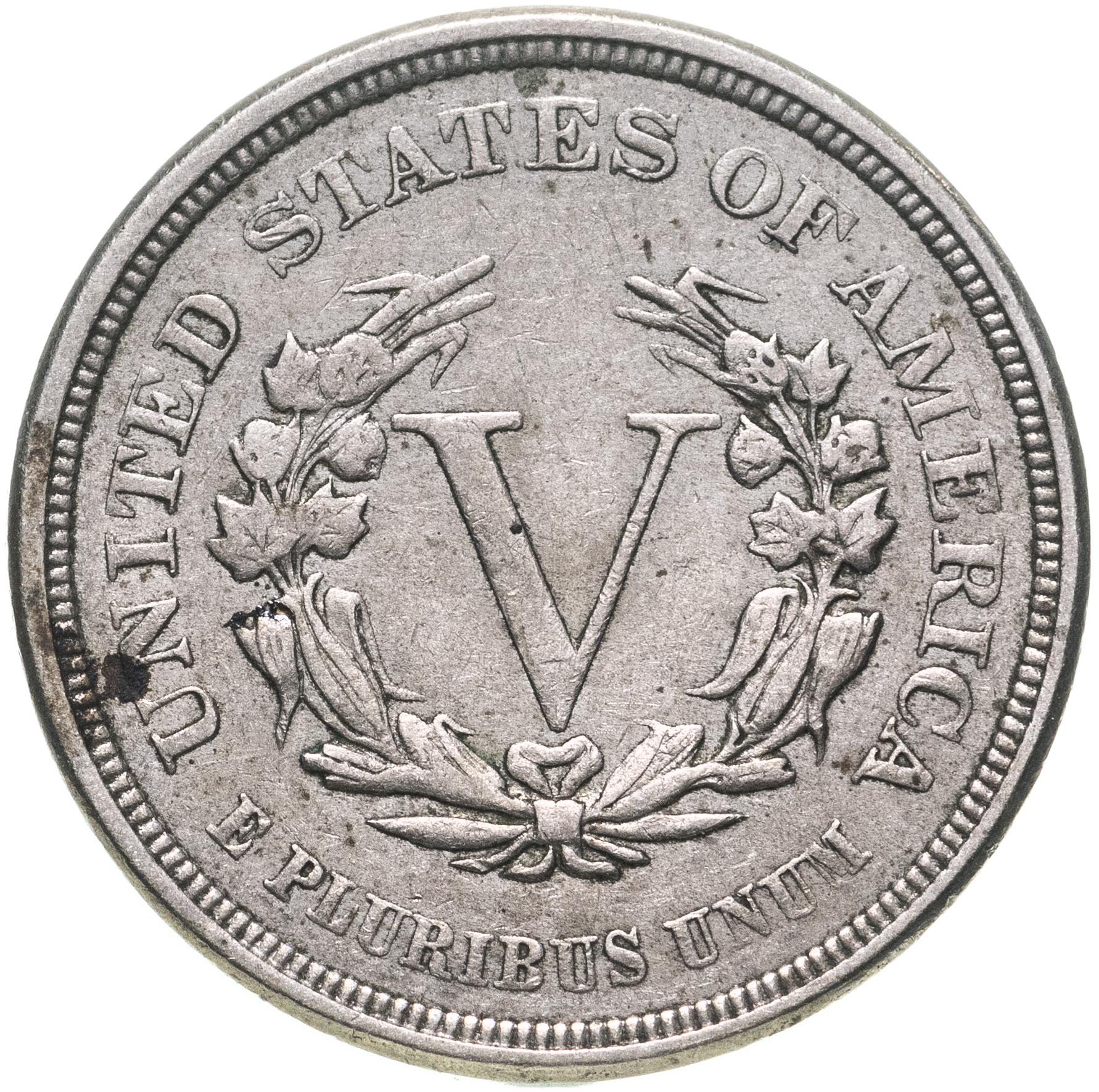 Монета США 5 центов (cents) 1883 "Liberty Nickel" стоимостью 4016 руб.
