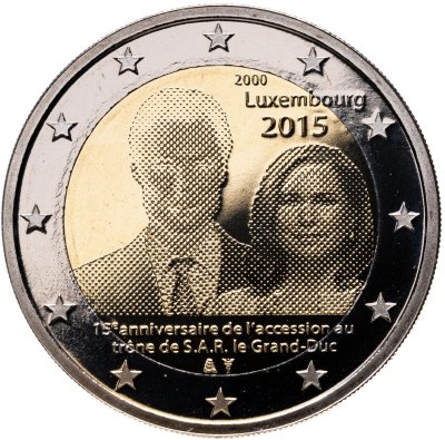 купить Люксембург 2 евро 2015 "15-летие вступления на престол великого герцога Анри" Proof в капсуле