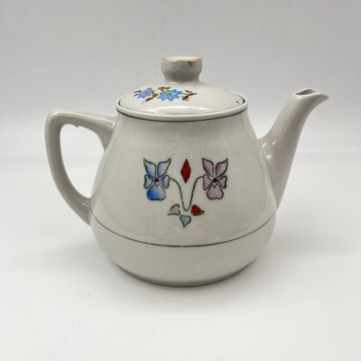 купить Чайник заварочный с цветочным декором, фарфор, деколь, роспись, Завод «Красный фарфорист» (Чудово, Грузинская фарфорово-фаянсовая фабрика), СССР, 1932-1934 гг.