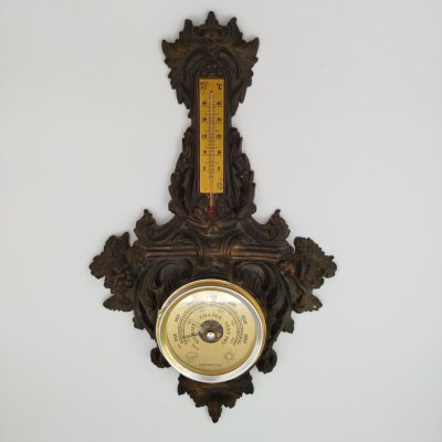 купить Барометр настенный с резным декором, композитный материал, стекло, металл, Европа, 1970-1990 гг.