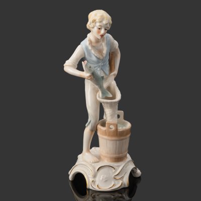 купить Статуэтка "Рыбак", автор Gerhard Bochmann, фарфор, роспись, золочение, Goebel, Германия, 1971 г.