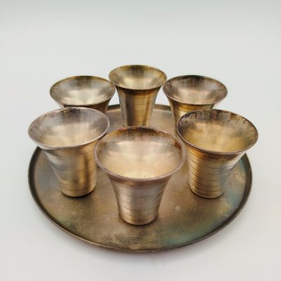 купить Набор для крепких напитков из 6 стопок и подноса, мельхиор (медь-никель), СССР, 1970-1990 гг.