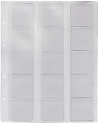 купить "Скользящий" лист формата Optima (200х250 мм) для хранения монет на 15 ячеек