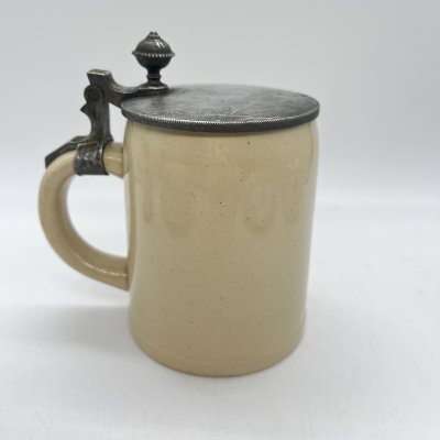 купить Кружка пивная с откидной крышкой, фаянс, металл, Германия, 1910-1950 гг.