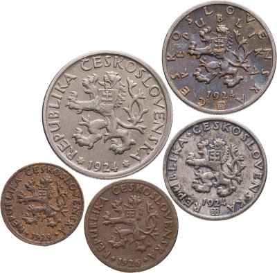 Купить Чехословакия набор монет 1924-1929 (5 штук)
