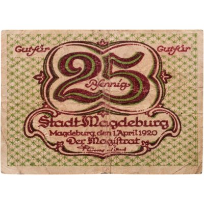купить Германия, нотгельды, Магдебург 25 пфеннигов 1920