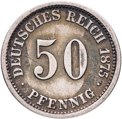 купить Германия 50 пфеннигов (pfennig) 1875 C знак монетного двора: "C" - Франкфурт-на-Майне
