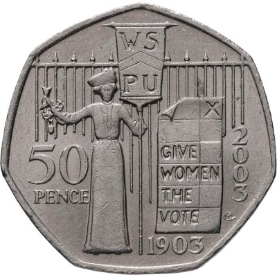 купить Великобритания 50 пенсов (pence) 2003 "100 лет женскому социально-политическому союзу"