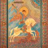 Купить Икона (изразец) "Чудо Святого Георгия о змие" в подарочном кофре, художник Юрий Эросович Кузнецов (Член Творческого союза художников России и международного художественного фонда), ООО "Владимирский гончар", фарфор, деколь, в стиле икон "Кузнецовского письма", Россия, 2000-2012 гг.