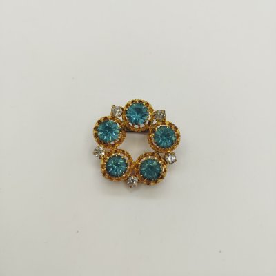 купить Брошь винтажная округлой формы, металл, стекло, золочение, Чехословакия, 1950-1970 гг.