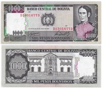 купить Боливия 1000 песо боливиано 1982