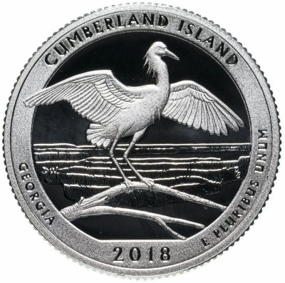 купить США 25 центов (квотер, 1/4 доллара, quarter dollar) 2018 S Proof Национальное побережье острова Кумберленд