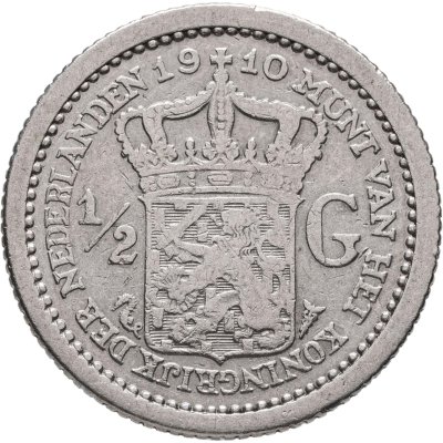 купить Нидерланды 1\2 гульдена 1910 Королева Вильгельмина