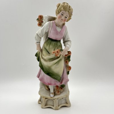 купить Статуэтка (вазочка) "Цветочница", бисквит, роспись, золочение, Samson, Edmé et Cie, Франция, 1940-1969 гг.