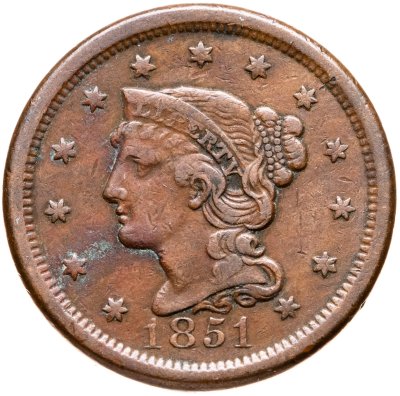 купить США 1 цент (cent) 1851