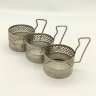 Купить Набор из 3-х подстаканников с прорезным геометрическим декором, нержавеющая сталь, Польша, 1970-1990 гг.