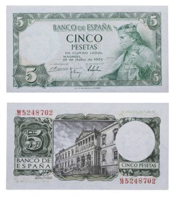 купить Испания 5 песет 1954 (Pick 146a)