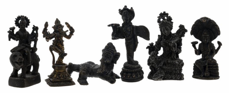купить Набор из 6 миниатюрных статуэток "Индуистские божества" (в подборе), латунь, Индия, 1970-1990 гг.