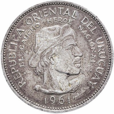 купить Уругвай 10 песо 1961 "150 лет Революции против Испании"