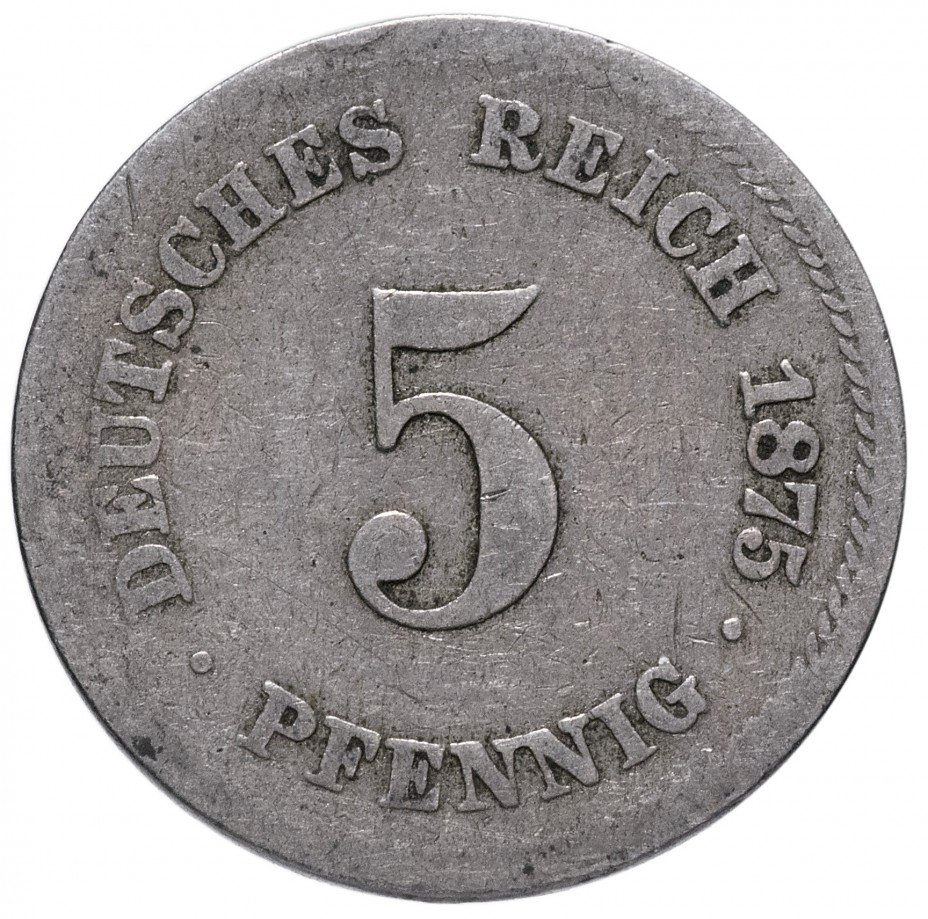 купить Германия 5 рейх пфеннигов 1875 "J"