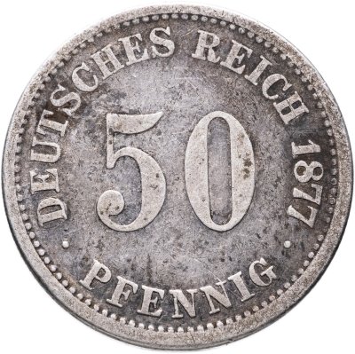 купить Германия 50 пфеннигов (pfennig) 1877 D Без венка на аверсе знак монетного двора: "D" - Мюнхен