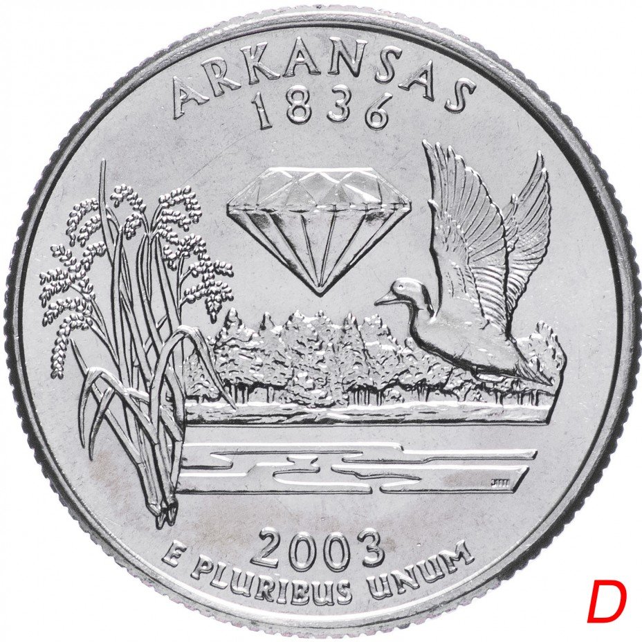 купить США 1/4 доллара (квотер, 25 центов) 2003 D "Штат Арканзас"