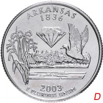 купить США 1/4 доллара (квотер, 25 центов) 2003 D "Штат Арканзас"
