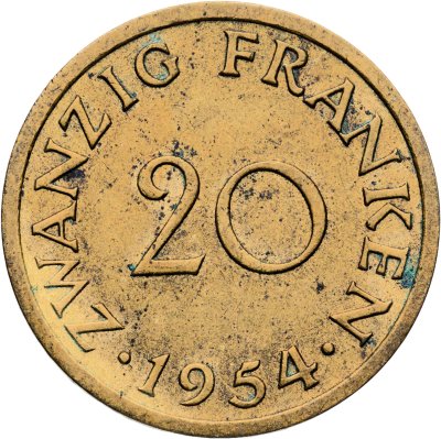 купить Саар 20 франков (francs) 1954