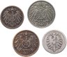 Купить Германия набор 1, 2, 5 и 10 пфеннигов 1873-1916 (4 штуки)