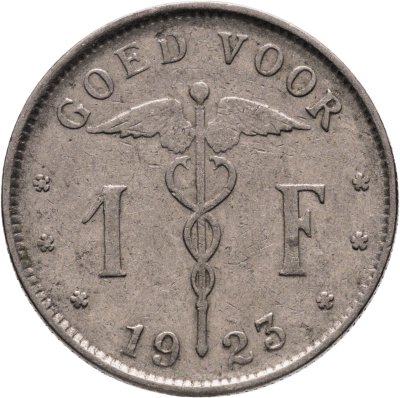 купить Бельгия 1 франк 1923 Надпись - 'BELGIE'