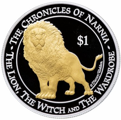 купить Новая Зеландия 1 доллар (dollar) 2006 Proof с позолотой "Хроники Нарнии: Лев, колдунья и волшебный шкаф"