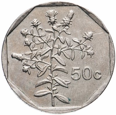 Купить Мальта 50 центов (cents) 1991-2007 (герб)