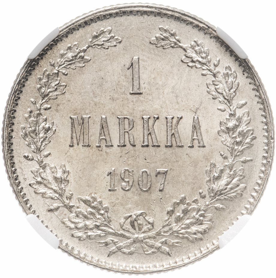 купить 1 марка 1907 L для Финляндии в слабе ННР MS62, Биткин №399