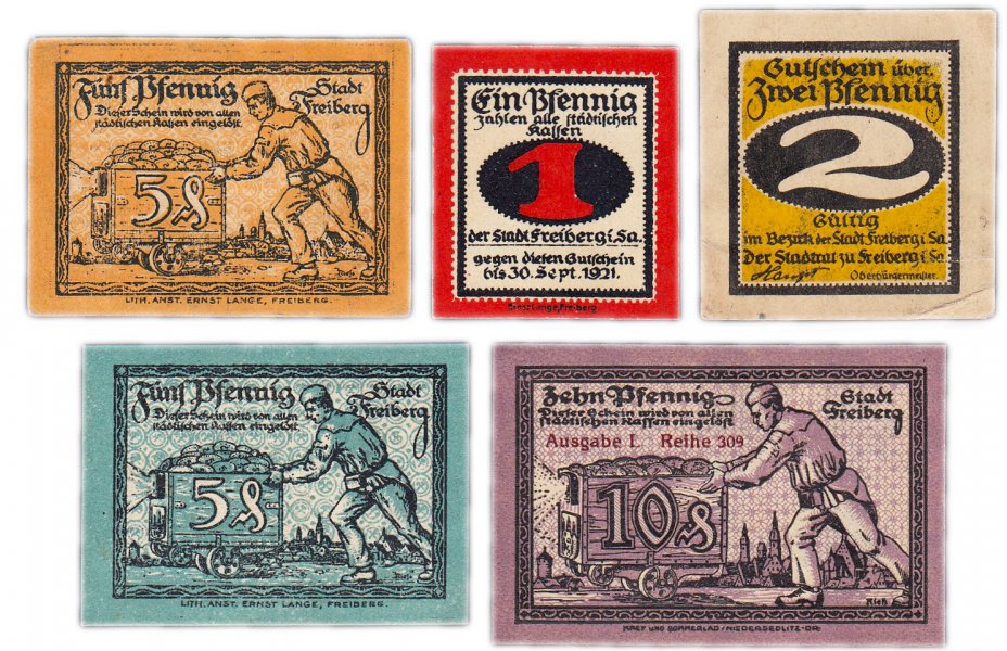 купить Германия (Саксония: Фрайберг) набор из 5 нотгельдов 1920-1921
