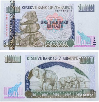купить Зимбабве 1000 долларов 2003 год (Pick 12b)