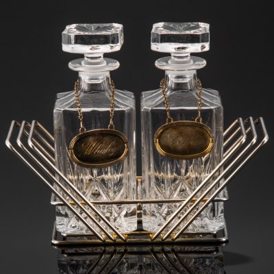 купить Набор для подачи, сервировки и хранения крепких напитков, хрусталь, подставка - сплав металлов, Европа, 1980-2000 гг.