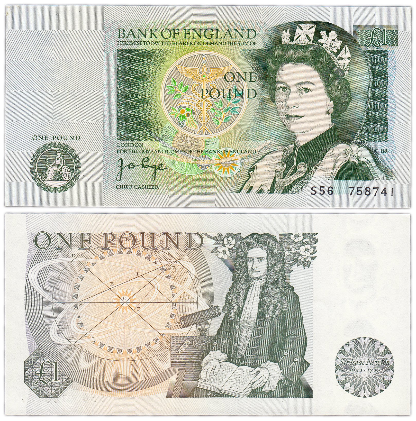 Банкнота англия 1 фунт 1978-1984 (Pick 377а) Подпись J.B.Page стоимостью  1134 руб.