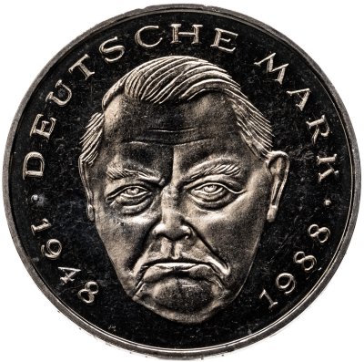 купить Германия 2 марки 1998 А Людвиг Эрхард, 40 лет Федеративной Республике (1948-1988)