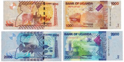 купить Уганда набор из 2 банкнот 1000 и 2000 шиллингов 2010-2015