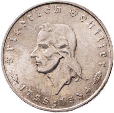 купить Германия, Третий рейх 5 рейхсмарок (reichsmark) 1934 "175 лет со дня рождения Фридриха Шиллера"