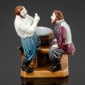Купить Спичечница (мелочница) "Игроки. Картёжники", модель №143, фаянс, роспись, глазурь, Товарищество М.С. Кузнецова, Российская империя, 1890-1915 гг.