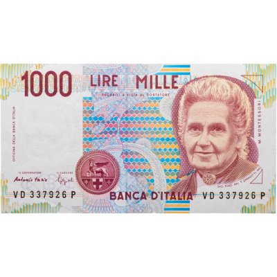 купить Италия 1000 Лир 1990 "Мария Монтессори. Школа Монтессори"(Pick 114с)